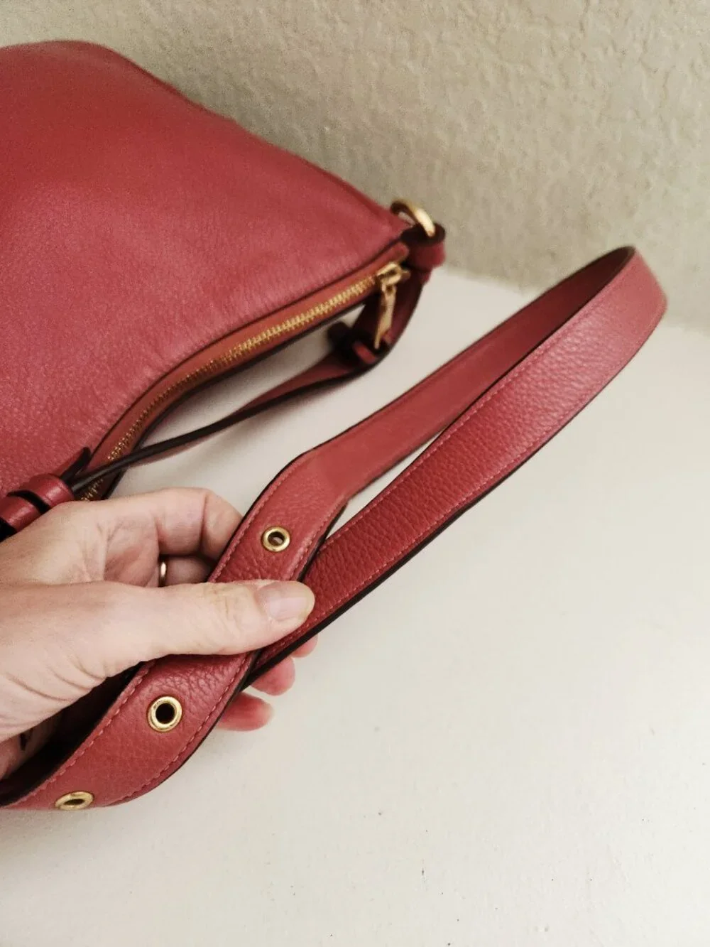 Coach Ellie Strawberry/Pink Leather Shoulder Bag Purse